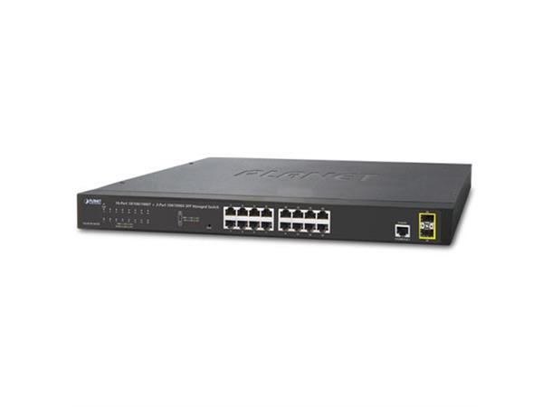 Switch 16-port 10/100/1000B/Tx + 2xSFP Planet: Managed IPv4/IPv6, SFP100/1000